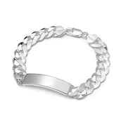 Bransolety męskie - Srebrna bransoletka męska masywna pancerka z blaszką 23 cm - miniaturka - grafika 1