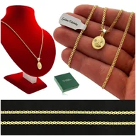 Biżuteria dla dzieci - PIĘKNY ZŁOTY ŁAŃCUSZEK BISMARK + MEDALIK SZKAPLERZ JEZUS MARYJA PR. 925/585 - miniaturka - grafika 1