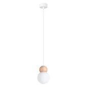 Lampy sufitowe - Lampa wisząca PEKKA 1 biała/naturalne drewno SOLLUX LIGHTING - miniaturka - grafika 1