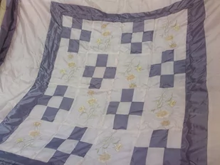 Narzuta 220x240 + 2 poszewki 1033 stalowo-kremowa - Narzuty - miniaturka - grafika 1
