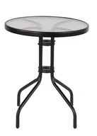 Stoły ogrodowe - OKRĄGŁY STOLIK NA BALKON TARAS SZKLANY BLAT KAWOWY STÓŁ OGRODOWY METALOWY - miniaturka - grafika 1