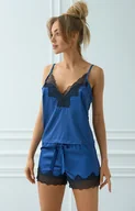 Piżamy damskie - Mellara LC 90559 satynowa piżama krótkie spodenki i koszulka, Kolor granatowo-czarny, Rozmiar S/M, LivCo Corsetti Fashion - Primodo.com - miniaturka - grafika 1