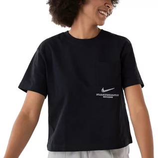 Koszulki sportowe damskie - Koszulka Nike NSW Swoosh Top CZ8911-010 - czarna - grafika 1