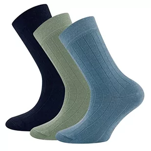 Ewers Skarpety w stylu retro, 3-pak, żebrowane skarpety dla dzieci – klasyczna struktura żeberkowa, modne kolory i optymalne dopasowanie – Made in Germany, ciemnoniebieski/zielony/niebieski, 23-26 - Skarpetki damskie - miniaturka - grafika 1