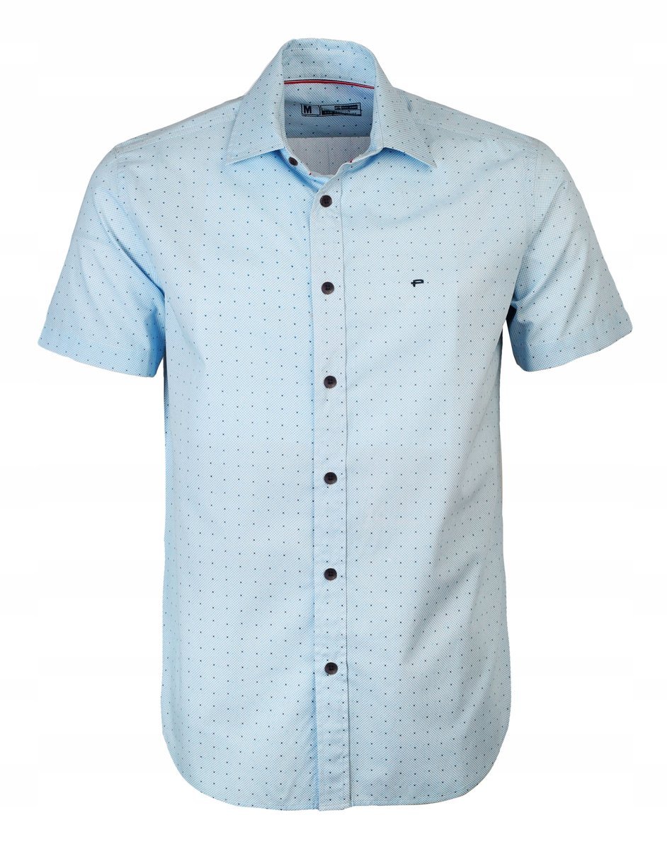 Koszula Męska Krótki Rękaw Błękitna Regular Fit