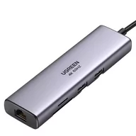 Huby USB - Adapter Hub UGREEN, USB_C do 2x USB 3.0, HDMI, RJ45, SD/TF - miniaturka - grafika 1