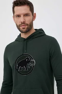 Bluzy męskie - Mammut bluza Circle męska kolor zielony z kapturem - grafika 1