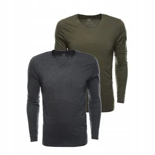 Zestaw longsleeve męski 100% bawełna V-NECK mix 2-pak V9 Z41 XL - Koszulki męskie - miniaturka - grafika 1