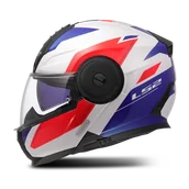 Kaski motocyklowe - Kask Szczękowy LS2 FF902 Scope II Złamany Biały/Niebieski/CzerwonyS - miniaturka - grafika 1