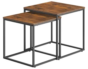 Komplet 2 stolików kawowych typu 2w1 rustykalny brąz K2-B47 - Ławy i stoliki kawowe - miniaturka - grafika 1