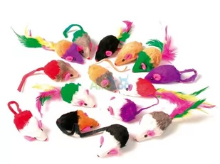 Zolux Zestaw 24 małych myszek z futerkiem i piórkami KZOL046 - Zabawki dla psów - miniaturka - grafika 1