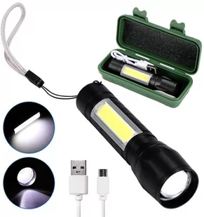 Latarka Kieszonkowa Led Cob Xpe Usb Aluminiowa - Latarki - miniaturka - grafika 1