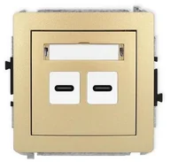 Gniazdka elektryczne - Karlik Deco 29DCUSB-7 podwójna 2xUSB C, 20W max. złota - miniaturka - grafika 1