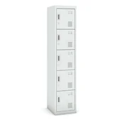 Szafki BHP - B2B Partner Szafka szatniowa 5-drzwiowa, zamek cylindryczny, 1800 x 380 x 450 mm, szara/szara CY-020 RAL7035/7035 - miniaturka - grafika 1