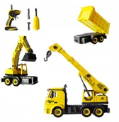 Samochody i pojazdy dla dzieci - B5E1 STEROWANA CIĘŻARÓWKA KOPARKA DŹWIG ZESTAW XXL - miniaturka - grafika 1