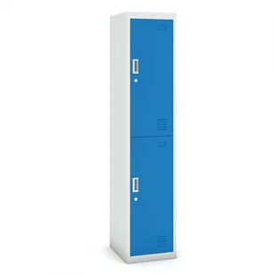 B2B Partner Szafka szatniowa dwudrzwiowa, 1800 x 380 x 450 mm, szara/niebieska CY-017 RAL7035/5012 - Szafki BHP - miniaturka - grafika 1
