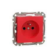 Gniazdka elektryczne - Schneider Gniazdo z/u pojedyncze z przesłonami SEDNA Design & Elements czerwone - miniaturka - grafika 1