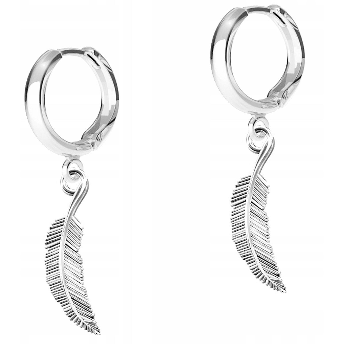 Kolczyki Srebrne Ozdobne Pióra Piórka z Piórkami Piórem Liść SREBRO 925