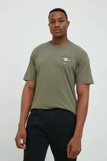 Koszulki męskie - DC t-shirt bawełniany kolor zielony gładki - grafika 1