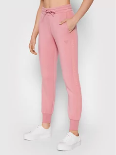 Spodnie sportowe damskie - Guess Spodnie dresowe Allie O1GA49 KAMN2 Różowy Regular Fit - grafika 1