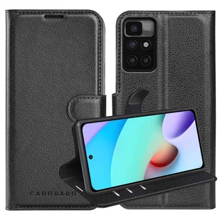 Etui Cadorabo do Xiaomi RedMi 10 w kolorze PHANTOM BLACK Pokrowiec ochronny z zapięciem magnetycznym, funkcją podstawki i kieszenią na karty Flip Case Cover Etui Handy Klapp Hülle Book Tasche - Etui i futerały do telefonów - miniaturka - grafika 1