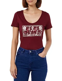 Pepe Jeans Damska koszulka Brandi, Czerwony (bordowy), M - Koszulki i topy damskie - miniaturka - grafika 1