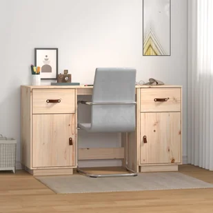 VidaXl Biurko Z Szafkami, 135X50X75 Cm, Drewno Sosnowe - Biurka - miniaturka - grafika 1