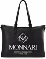 Torebki damskie - Monnari czarna torebka damska shopper skóra eko a4 - miniaturka - grafika 1
