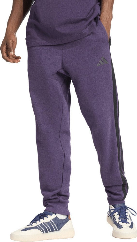 Spodnie męskie adidas Essentials 3-Stripes Fleece fioletowe JX0750 L
