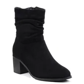 Botki damskie - Botki damskie czarne S.Barski HY 52-516 saszki na obcasie jesienne zamsz-37 - miniaturka - grafika 1