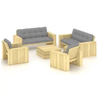 Meble ogrodowe - vidaXL 5-cz zestaw wypoczynkowy do ogrodu z poduszkami drewniany 3065787 - miniaturka - grafika 1