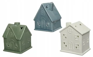 Świecznik porcelanowy domek figurka świąteczna 12,5x15,5 cm 1szt - Ozdoby bożonarodzeniowe - miniaturka - grafika 1