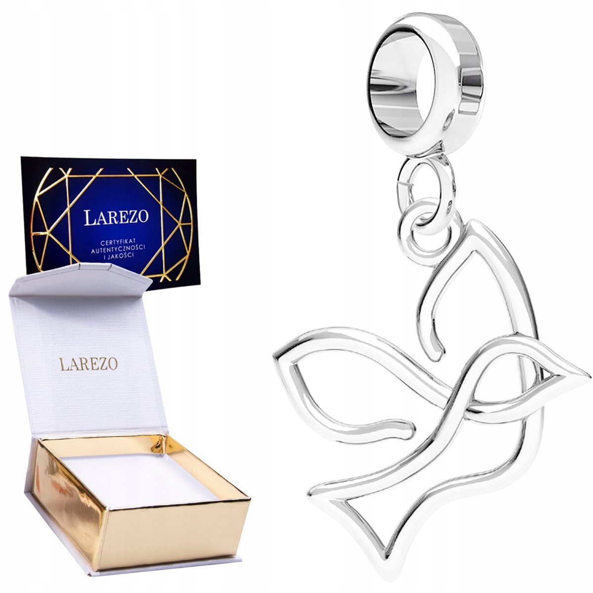 CHARMS SREBRNY Wiszący Ażurowy Ptak Ptaszek Jaskółka Wróbel Kruk SREBRO 925