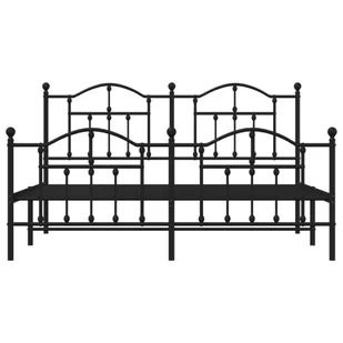 Metalowa rama łóżka z wezgłowiem i zanóżkiem, czarna, 160x200cm Lumarko! - Inne meble do sypialni - miniaturka - grafika 6