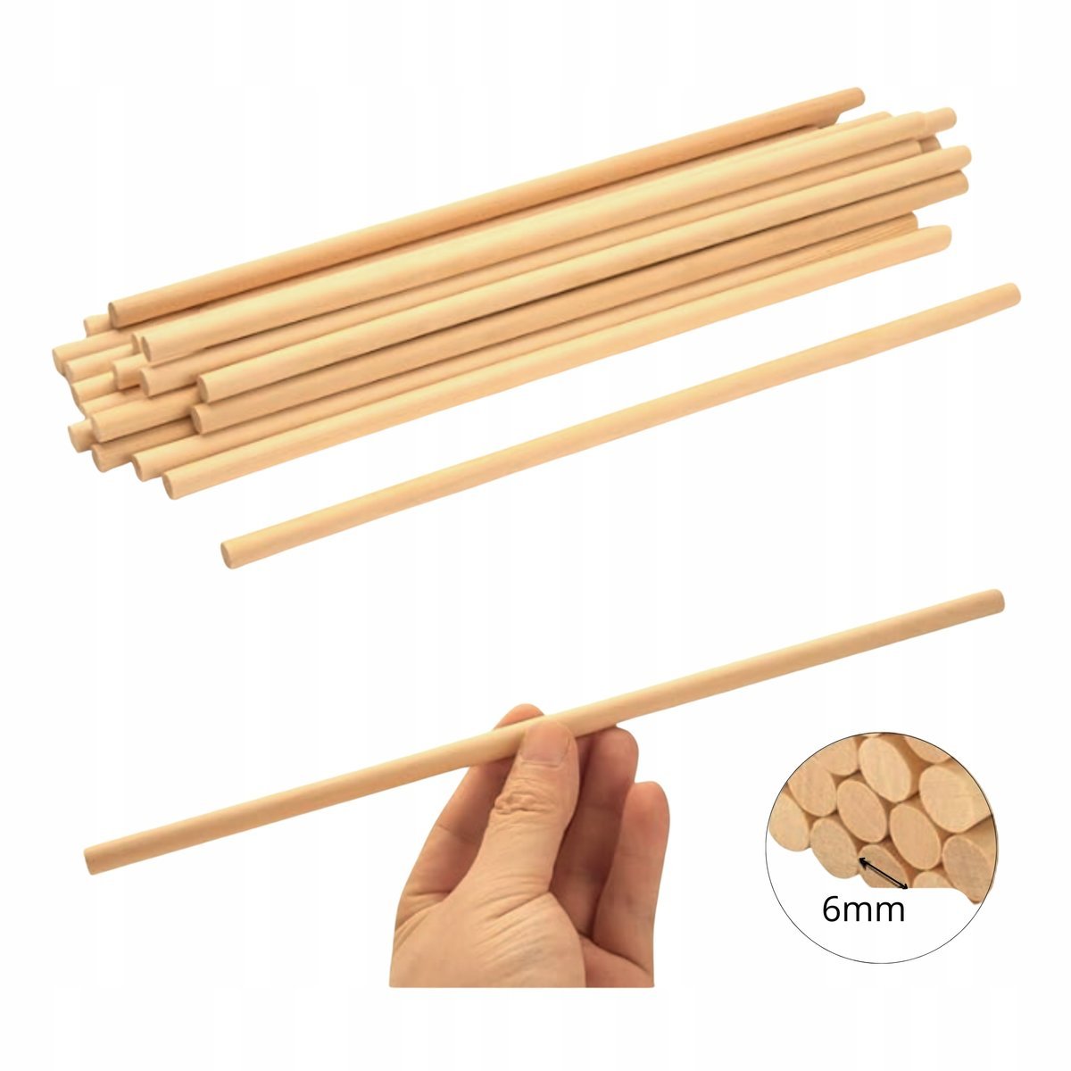 Wsporniki do tortu piętrowego podpórki drewniane 16cm zestaw 12szt