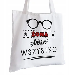 Torba Bawełniana biała dla Żony Na Prezent ekologiczna Trwały Nadruk - Torby i wózki na zakupy - miniaturka - grafika 1