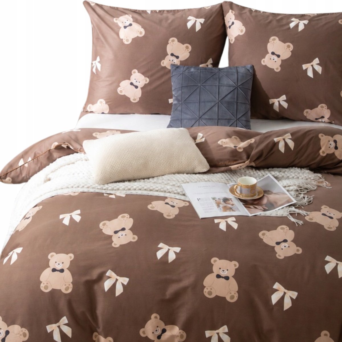 Pościel Z Misiem Komplet 160x200 Satyna 100% Bawełna Printy Teddy