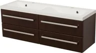 Szafki łazienkowe - Szafka łazienkowa wenge mat 120cm FOKUS z umywalką podwójną - miniaturka - grafika 1