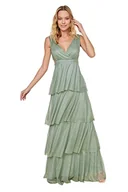 Sukienki - Trendyol Damska sukienka maxi o regularnym kroju tkana suknia wieczorowa, miętowa, 36, Miętowy, 62 - miniaturka - grafika 1