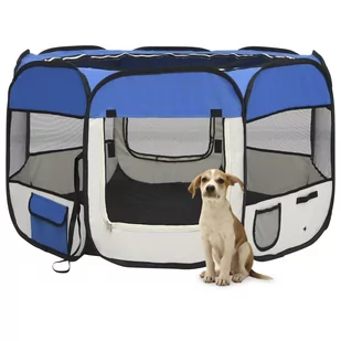 VidaXL Lumarko Składany kojec dla psa, z torbą, niebieski, 110x110x58 cm 171014 VidaXL - Sprzęt podróżny i transportery dla psów - miniaturka - grafika 1