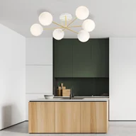 Lampy sufitowe - Euluna Lampa sufitowa Glassy, 6-punktowa, biały/złoty/opal - miniaturka - grafika 1