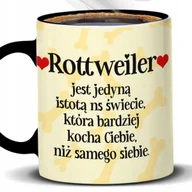 Kubki - Kubek Z Nadrukiem ROTTWEILER KOCHA NAJBARDZIEJ Czarno Biały Kreator - miniaturka - grafika 1