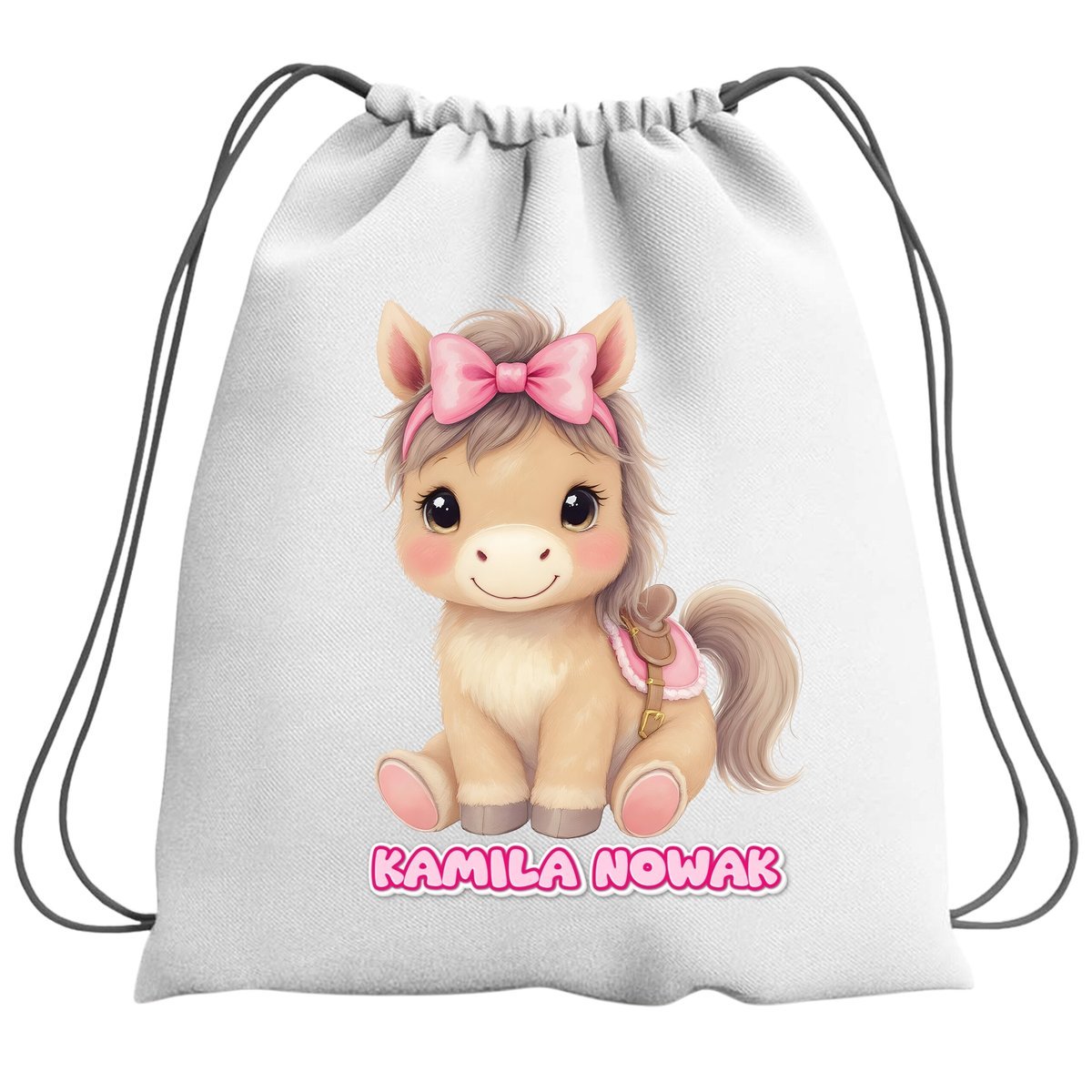 Plecak Worek Konik Koń Konie Dziewczynka Szkolny Na Buty WF Obuwie Z Napisem