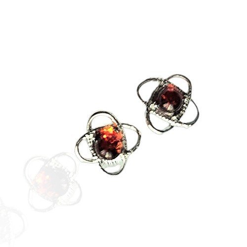 ankabizuteria.pl Kolczyki srebrne z bursztynem KWIATKI ażurowe