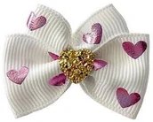 Akcesoria i dodatki do ubrań dla dzieci - Kokardka Glamour biała serce 4,5cm KGB003 KGB003 - miniaturka - grafika 1