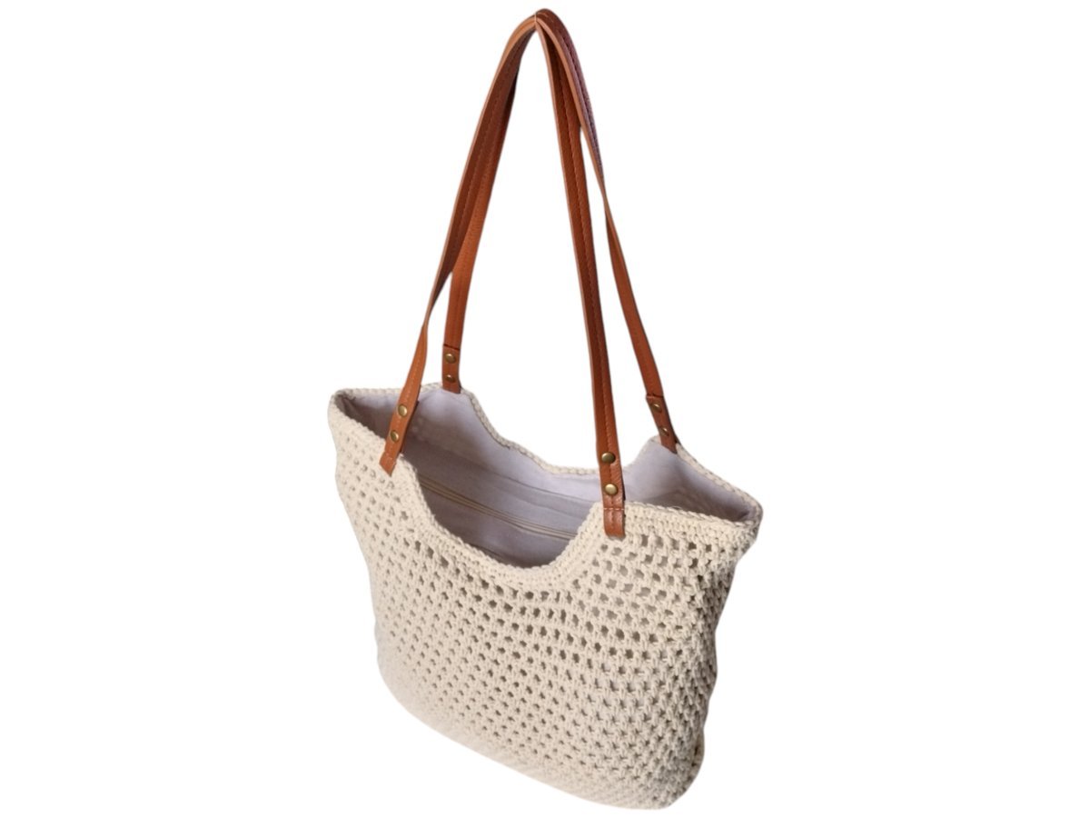 Beżowa Torebka Damska Na Lato, Listonoszka Na Ramię, Torba Shopper