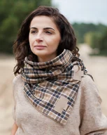 Apaszki i szaliki damskie - Szal, Komin Kratka - miękki beżowy - miniaturka - grafika 1