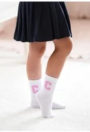 Skarpetki dla dzieci - Skarpetki dziecięce biało różowe z prążkowanym ściągaczem i modną grafiką Milena - miniaturka - grafika 1