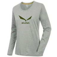 Koszulki sportowe damskie - Koszulka SALEWA Solidlogo 2 CO W L/S Tee grey melange 36/S - miniaturka - grafika 1