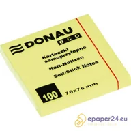 Etykiety samoprzylepne i bloki etykiet - BLOCZEK 76 X 76 MM DONAU ECO ŻÓŁTY 100 KARTEK SAMOPRZYLEPNY - miniaturka - grafika 1